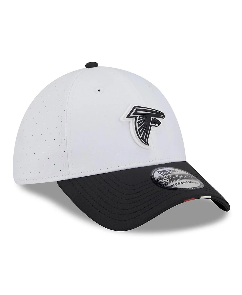 New Era Men's White/Black Atlanta Falcons 2025 Nfl Training Camp 39THIRTY Flex Hat