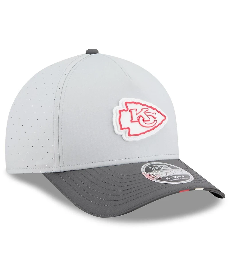 New Era Men's Gray/Graphite Kansas City Chiefs 2025 Nfl Training Camp A-Frame 9FORTY Adjustable Hat