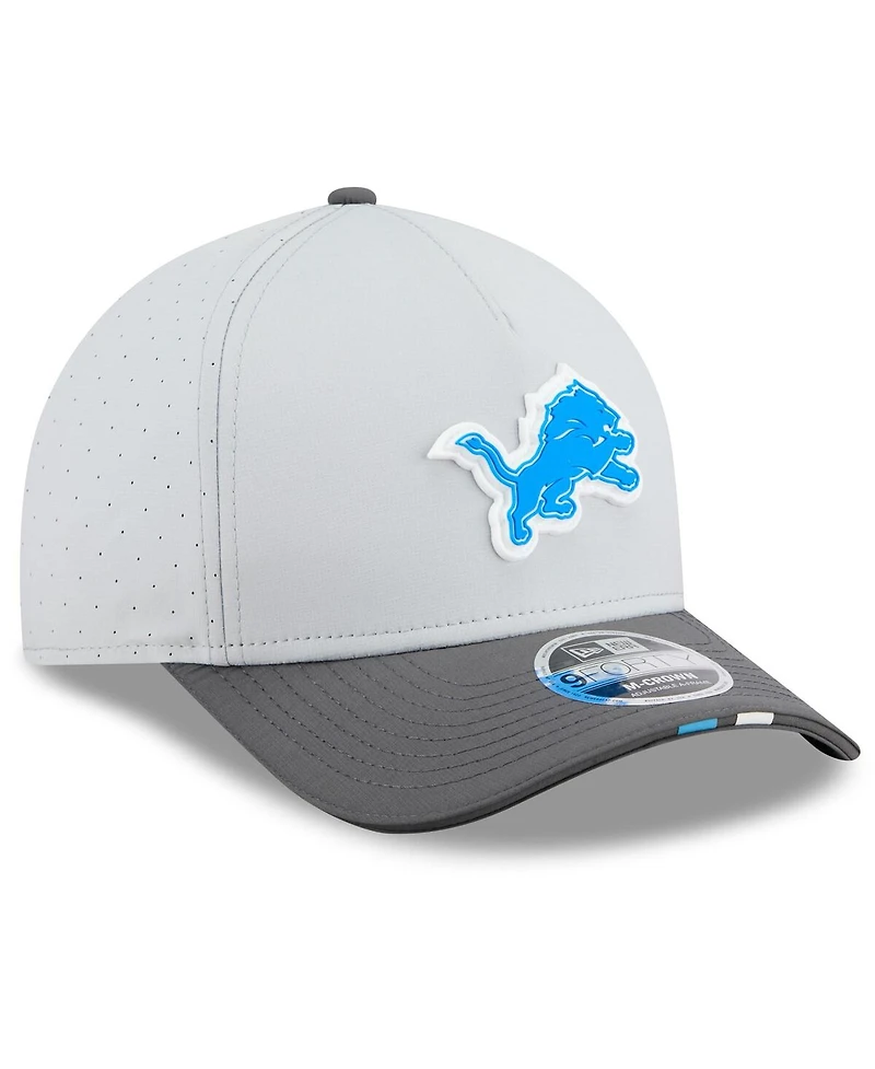 New Era Men's Gray/Graphite Detroit Lions 2025 Nfl Training Camp A-Frame 9FORTY Adjustable Hat
