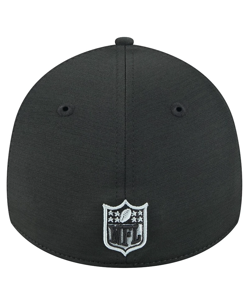New Era Men's Black Las Vegas Raiders Stripes 39THIRTY Flex Hat