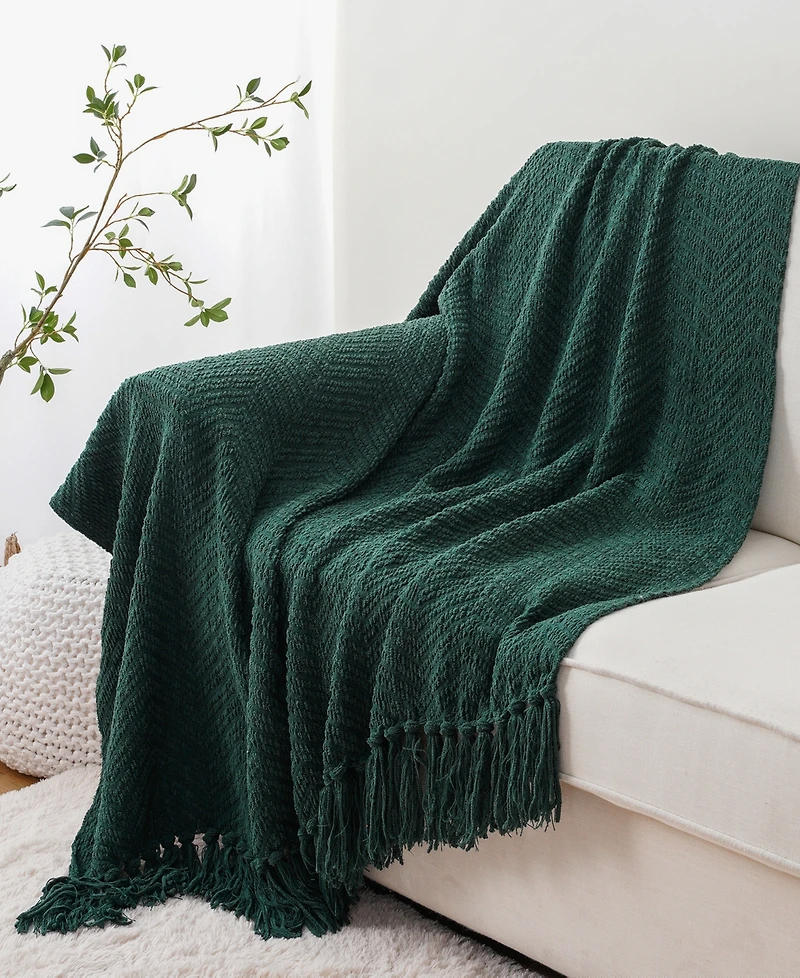 Battilo Herringbone Chenille Knit Throw, 60"x 80"