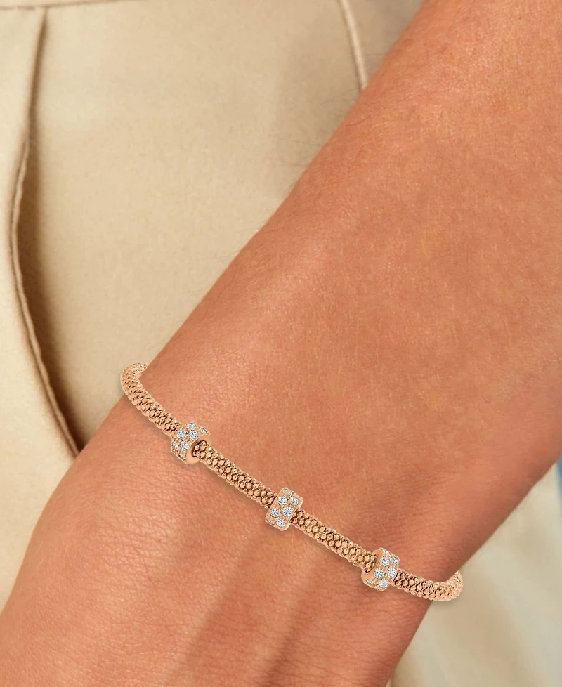 Rondelle Cubic Zirconia Mesh Bracelet Sterling Silver, 14k Gold Over Silver or
