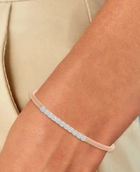 Round-Cut Cubic Zirconia Mesh Cuff Bracelet Sterling Silver or 14k Gold Rose Over