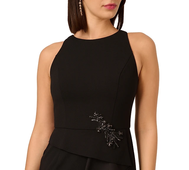 adrianna papell cascade ruffle evening dress Adrianna Papell Shimmer Jacquard Cascade Ruffle Gown In Champagne