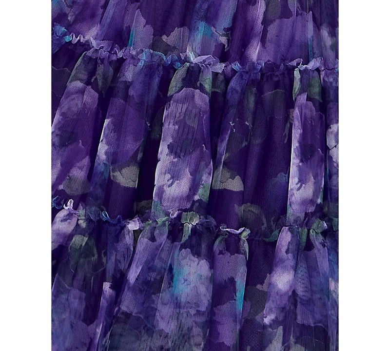 Seni & Cade Juniors' Twisted Printed Mesh Fit Flare Dress