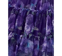 Seni & Cade Juniors' Twisted Printed Mesh Fit Flare Dress