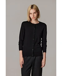 Jennie Liu Women's 100% Merino Wool Light Weight Cardigan | Ultra Soft Fine-gauge Sweaters Machine Washable