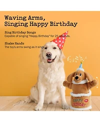 Fuzzwoof Birthday Cake Dog Toy, Dancing with Echo Function Feature, Singing Birthday Songs, Interactive Dog Toys, Plush Stuffed Puppy Toy