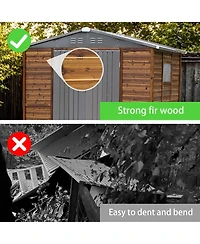 Mondawe 6x8FT Iron-Wood Outdoor Storage Tool Shed with Lockable Door and Windows
