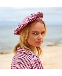 Simone Gingham Beret Hat In Red
