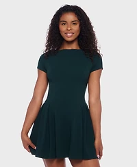 B Darlin Juniors' Scuba Crepe Short-Sleeve Fit & flare Dress