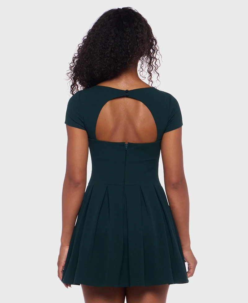 B Darlin Juniors' Scuba Crepe Short-Sleeve Fit & flare Dress