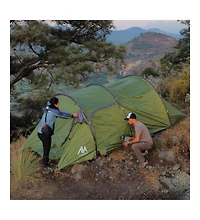 Ayamaya TrekPort Tunnel Camping Tent – 2–4 Person 3-Season Waterproof Shelter with Sleeping Room, Vestibule, Mesh Doors & Side Access for Camping