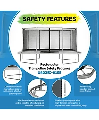 Plexalife 9' X 15' Gymnastics Style, Rectangular Trampoline Set with Premium Top-Ring Enclosure System - Beige/Black