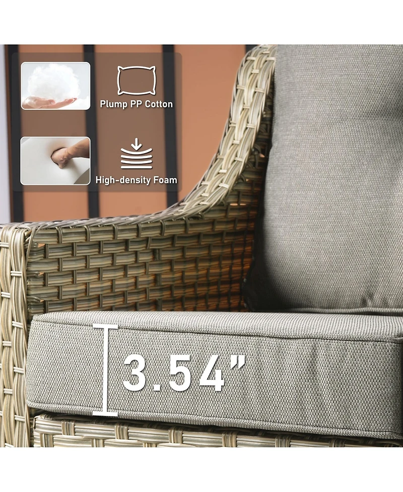 Xizzi 5 Piece Outdoor Rattan Patio Furniture Set with 3 Seat Sofa,Swivel Rocking Chairs,Solar Coffee Table,Wicker Sofa for Backyard and Porch