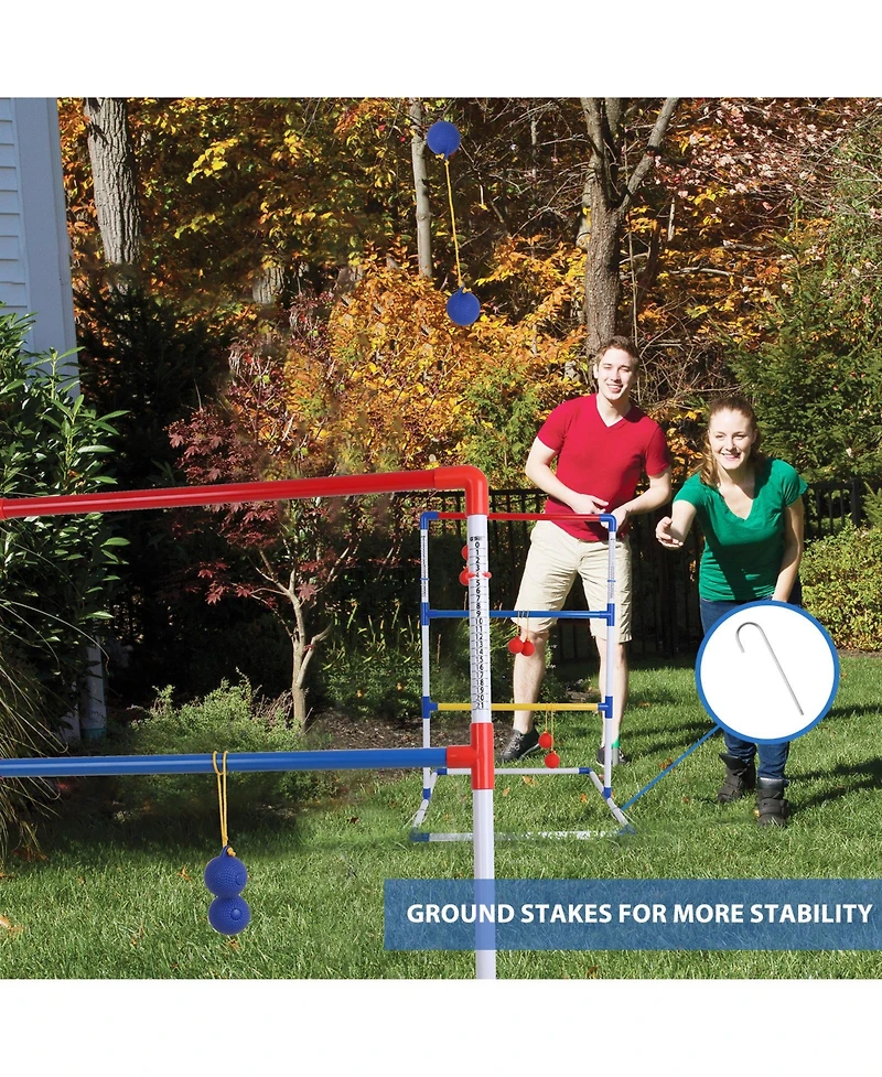 Premium Solid Plastic Ladder Ball Toss Game Set with Ladder Ball Bolas & Carrying Case