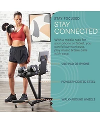 LifePro Adjustable Dumbbell Stand Rack – Compatible with PowerFlow Plus, PowerUp Plus & More – Phone Holder & Caster Wheels for Home Gym