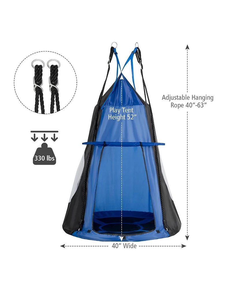 2-in-1 40 Inch Kids Hanging Chair Detachable Swing Tent
