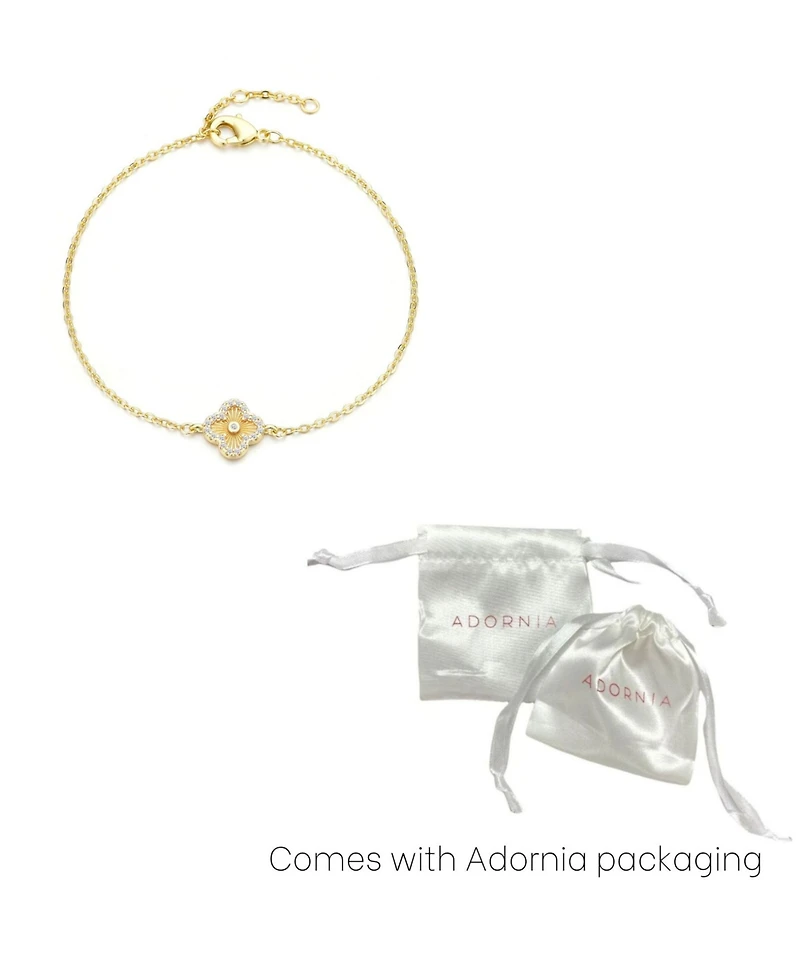 Adornia Gold Cubic Zirconia Button Clover Halo Bracelet