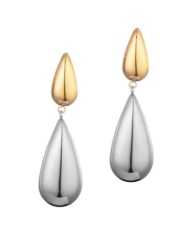 Adornia Two Tone Mixed Metal Teardrop Drop Earrings