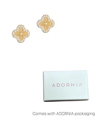 Adornia Button Clover Cubic Zirconia Halo Stud Earrings