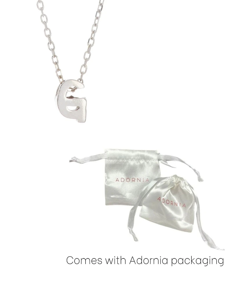 Adornia Rhodium Mini Initial Pendant Necklace