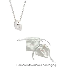 Adornia Rhodium Mini Initial Pendant Necklace