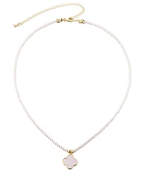 Adornia Gold Mother of Pearl Strand Clover Pendant Necklace
