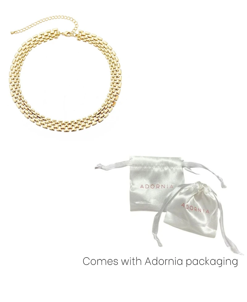 Adornia Gold Plated Grid Chain Necklace