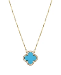Adornia Cubic Zirconia Turquoise Halo Clover Pendant Necklace