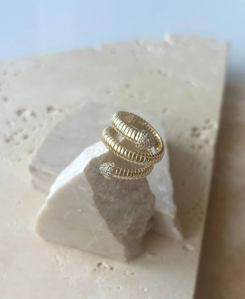 Adornia Gold Cubic Zirconia Coil Wrap Ring