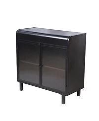 Streamdale Furniture Modern Black Sideboard Buffet with Glass Doors