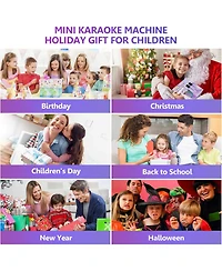 Zealsound Mini Karaoke Machine for Kids, Bluetooth Speaker with 2 Wireless Mics, Led Lights, Fun Birthday Gift for Girls & Boys, Ages 3-12+ (Purple)