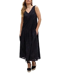 Raffya Women's Squire All Over Cut Work Drop Waist Midi Dress
