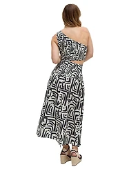 Raffya Women's Jazz Jersey One Shoulder Warhol Print Midi Dress