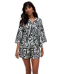 Raffya Women's Nicola Paperbag Waist Warhol Print Shorts