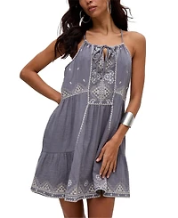 Raffya Women's Jen Tiered All Over Embroidered Mini Dress