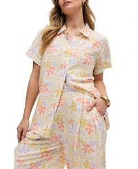 Raffya Women's Matisse Button Down Patchwork Floral Print Shirt