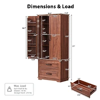 Casainc 71" Freestanding Pantry Cabinet with 2 Drawers, 8 Door Shelves, 3 Cabinet Shelves, Embossed Texture Finish
