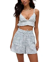 Raffya Women's Sammie Paperbag Waist Warhol Print Shorts