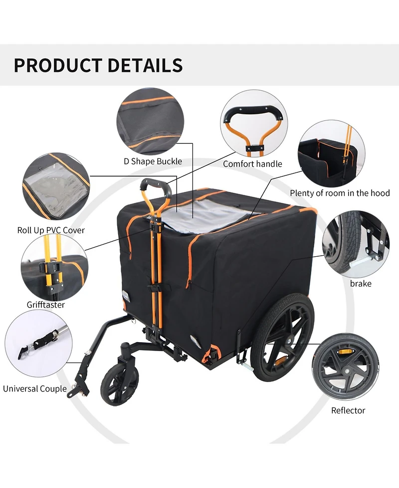 Streamdale Furniture 2-in-1 Bike & Pet Trailer - Convertible Carrier All-Terrain Wheels