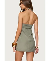 Edikted Womens Anetta Keyhole Halter Mini Dress