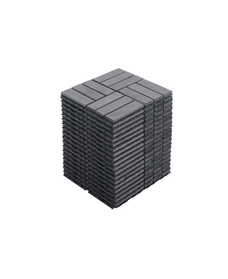 Streamdale Furniture Interlocking Deck Tiles Light Gray Acacia 12"x12" (30 Pcs)