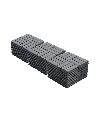 Streamdale Furniture Interlocking Deck Tiles Light Gray Acacia 12"x12" (30 Pcs)