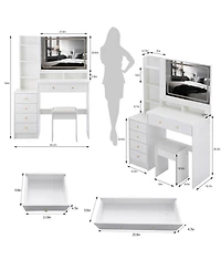 Streamdale Furniture 41" Led Mirror Vanity Table with Stool