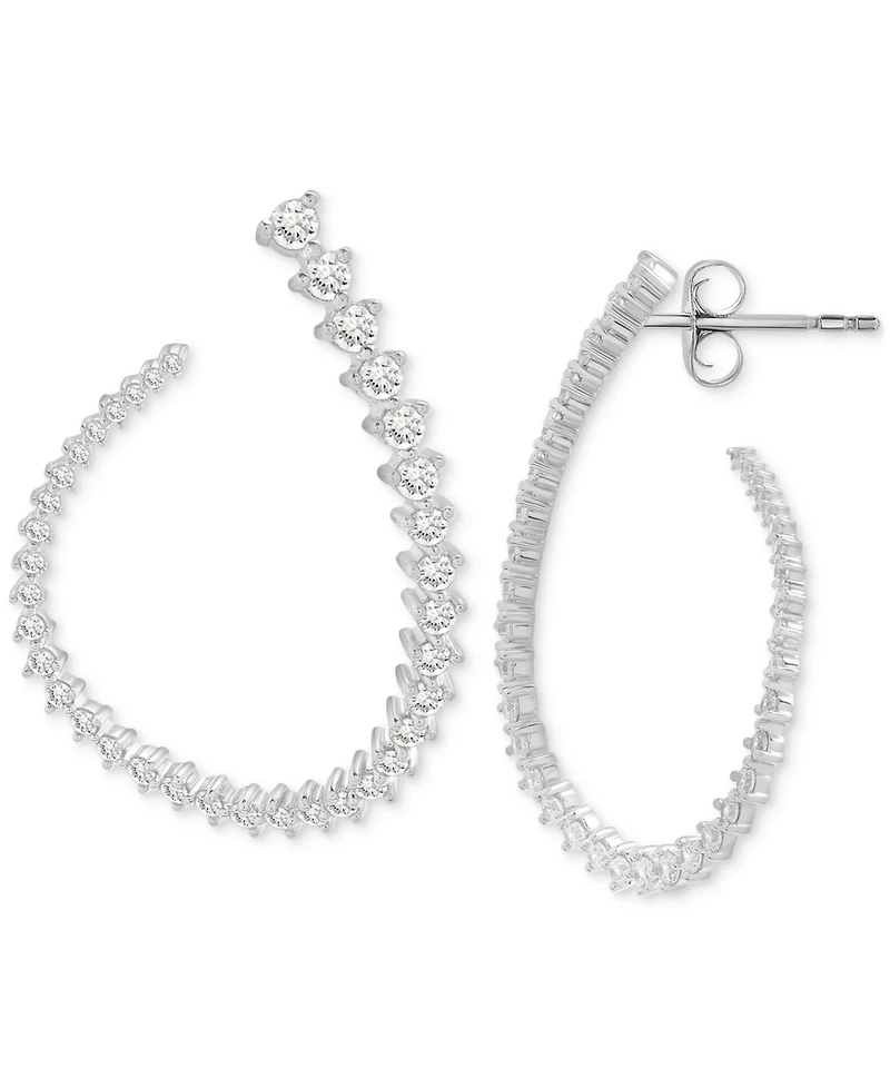 Wrapped in Love Diamond Spiral Open Hoops Earrings (1-1/2 ct. t.w.) in 14K White Gold, Exclusively at Macy's