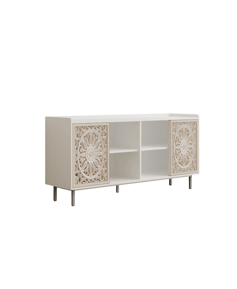 Streamdale Furniture Mid Century Modern White Buffet/Tv Stand