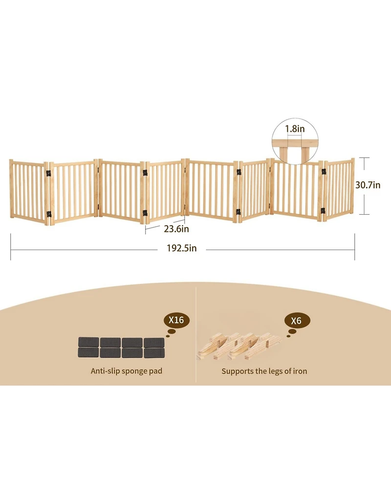 Streamdale Furniture Wooden Freestanding Pet Gate - 8 Panel 31"H