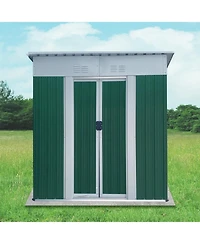 Streamdale Furniture 5x3ft Mini Outdoor Storage Shed - Green Sliding Door