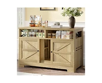 Casainc 47" Farmhouse Storage Cabinet with Double Hidden Litter Box Cat House